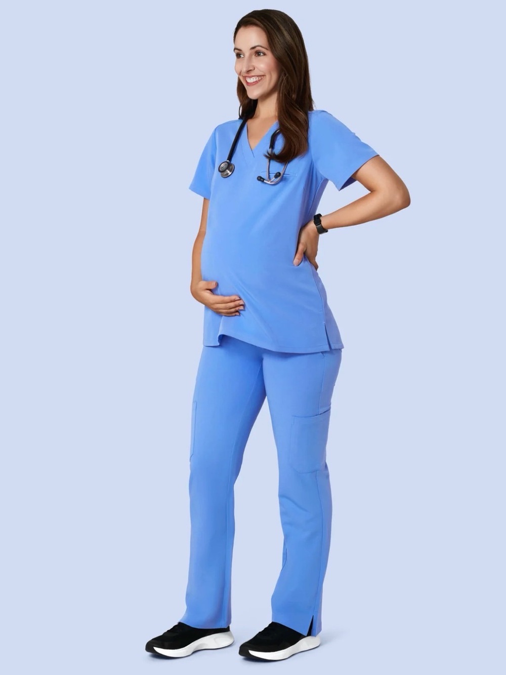 Mandala XS/S Maternity Scrub Set in Ceil Blue 🩵